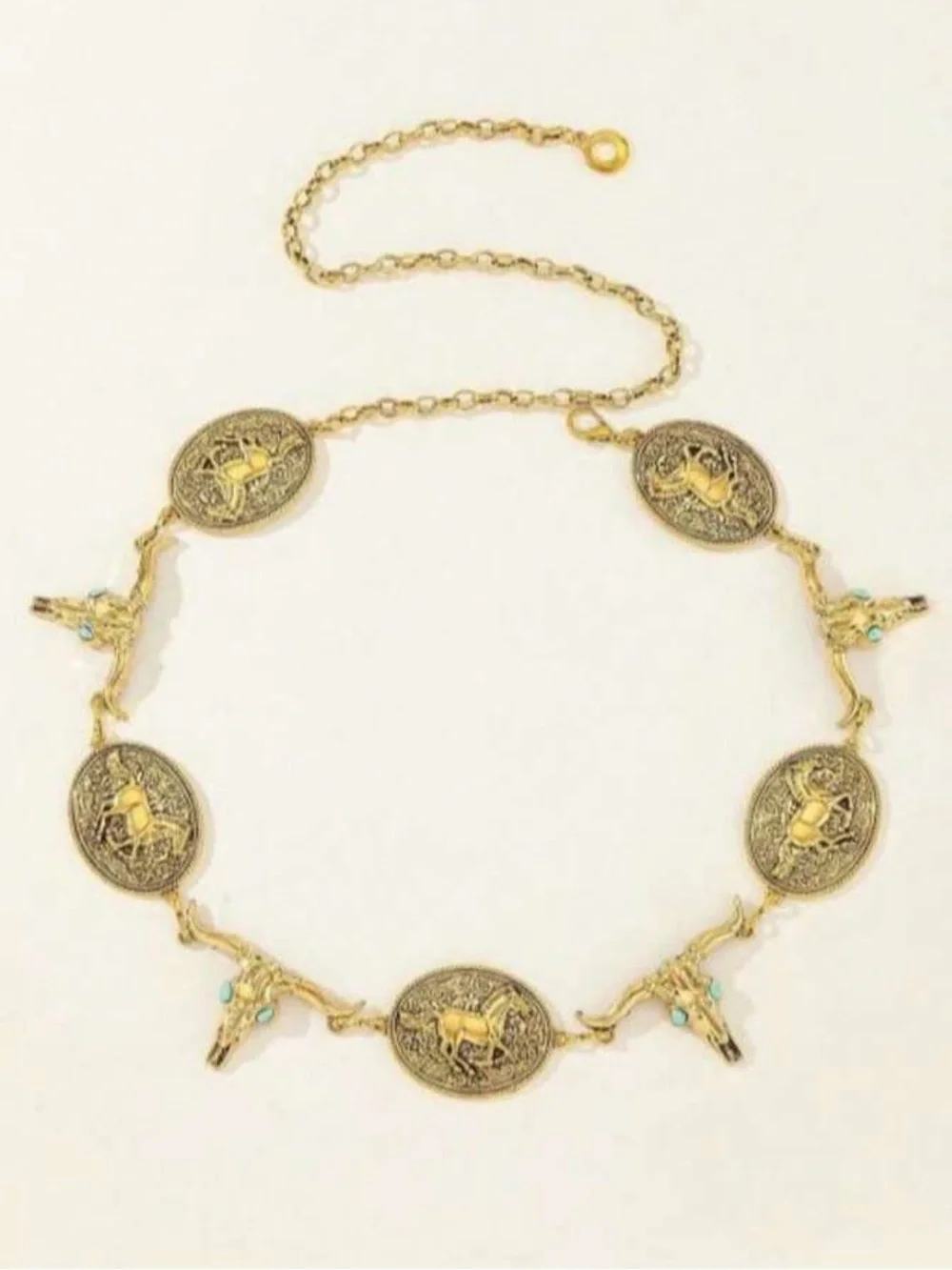 Gold Metal Western Concho Chain Belt NEW 🏷️